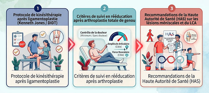 Rééducation kinésithérapie après ligamentoplastie et arthroplastie totale de genou